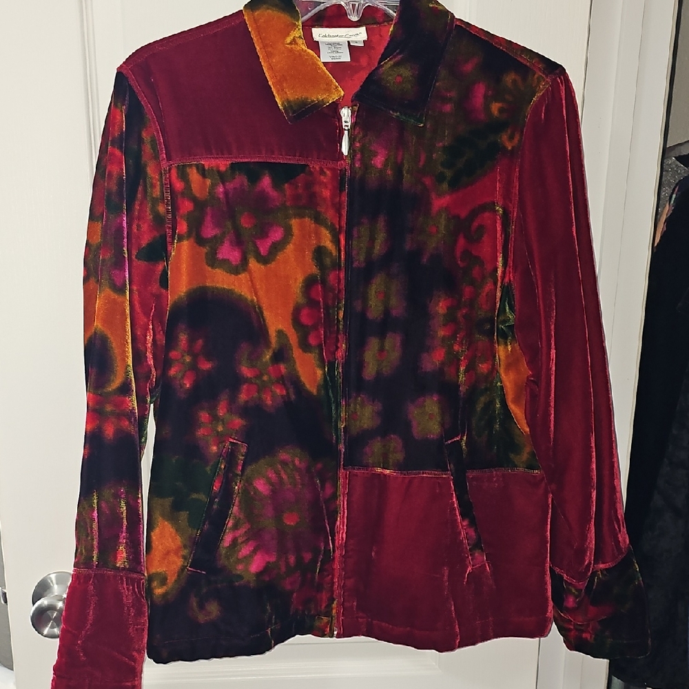 Coldwater Creek Multicolor Velvet Bomber Jacket